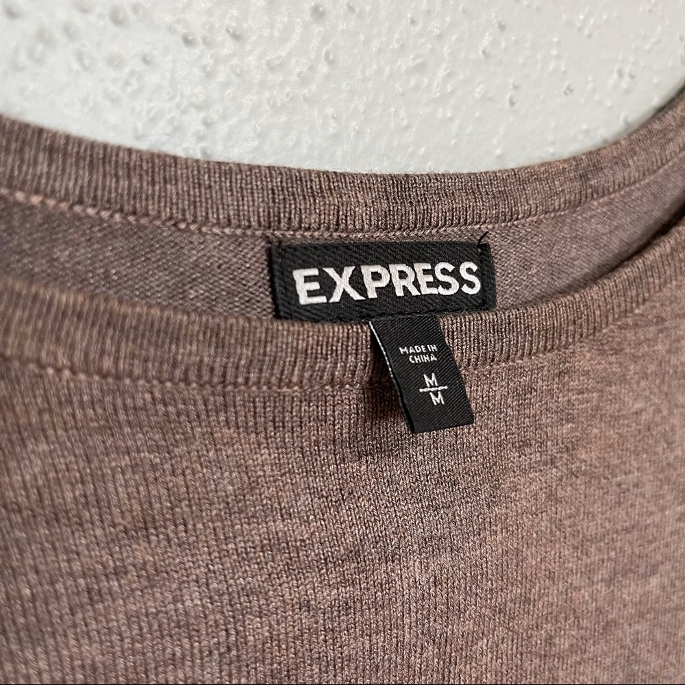 Express Ruched Dress Long Sleeve Brown Size M - Picture 4 of 6